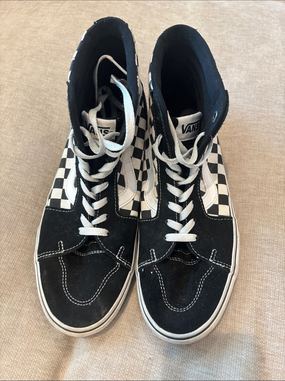 Vans Sk8-Hi Black & White Checkerboard High Top Sneakers